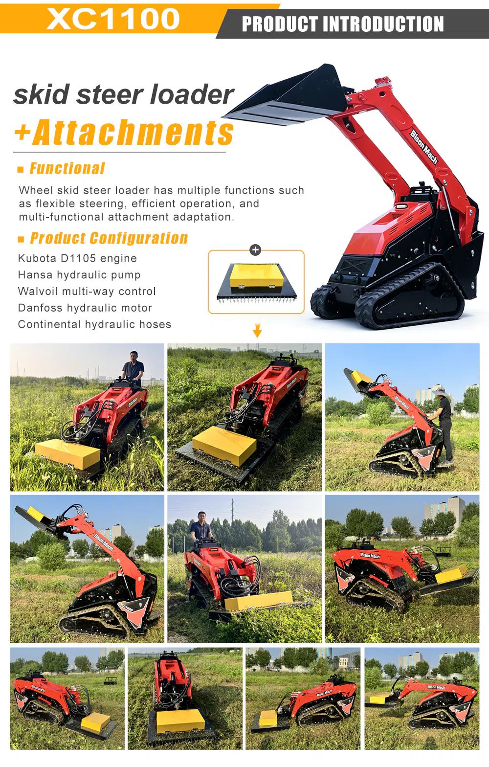 Mini Skid Steer Loader Con Tosaerba
