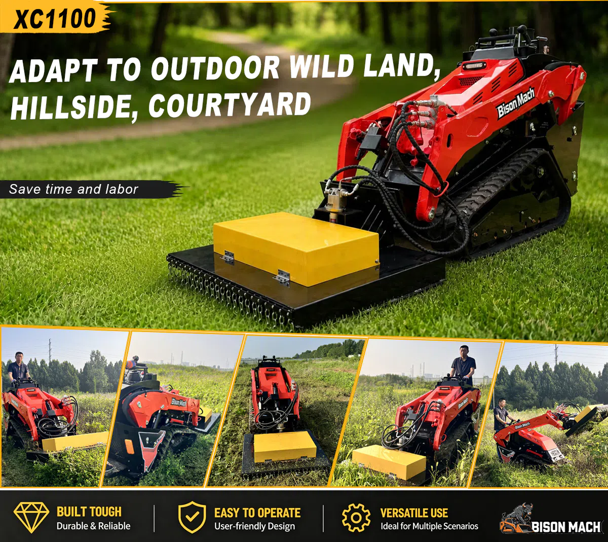 Mini Skid Steer Loader Con Tosaerba